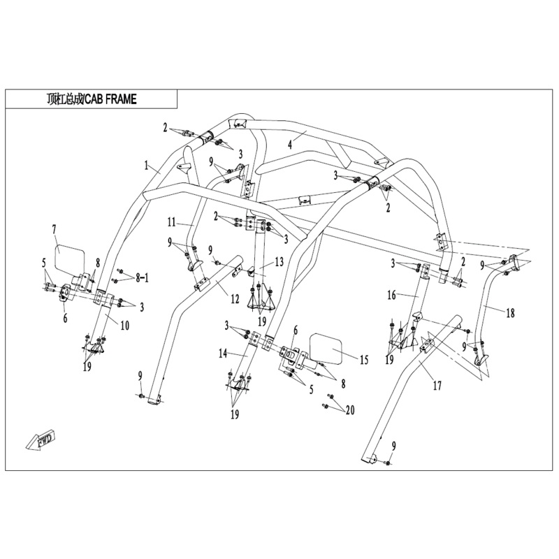 Front Mount Base (Lower) Cab Frame (Replaces 7000-230600-0Bb0) by CF Moto