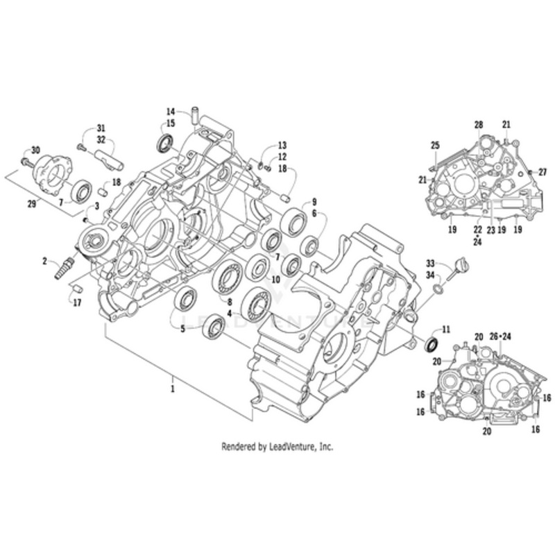 Crankcase H1 Assembly (Inc. 2-15) by Arctic Cat