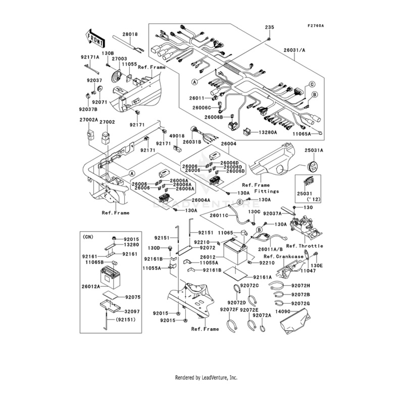 Wire-Lead,Battery(+) by Kawasaki
