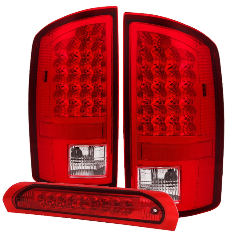 Xtune Dodge Ram 02-06 1500 LED Tail Light w/ LED 3rd Brake Lamps- Red Clear ALT-JH-DR02-LED-SET-RC