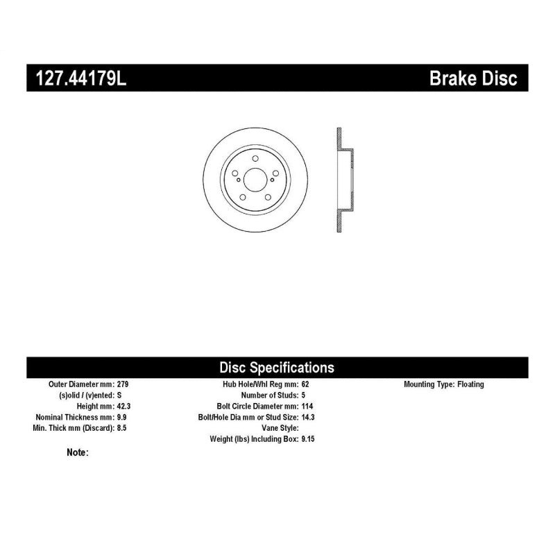 StopTech SportStop 10-13 Scion tC Slotted & Drilled Left Rear Rotor