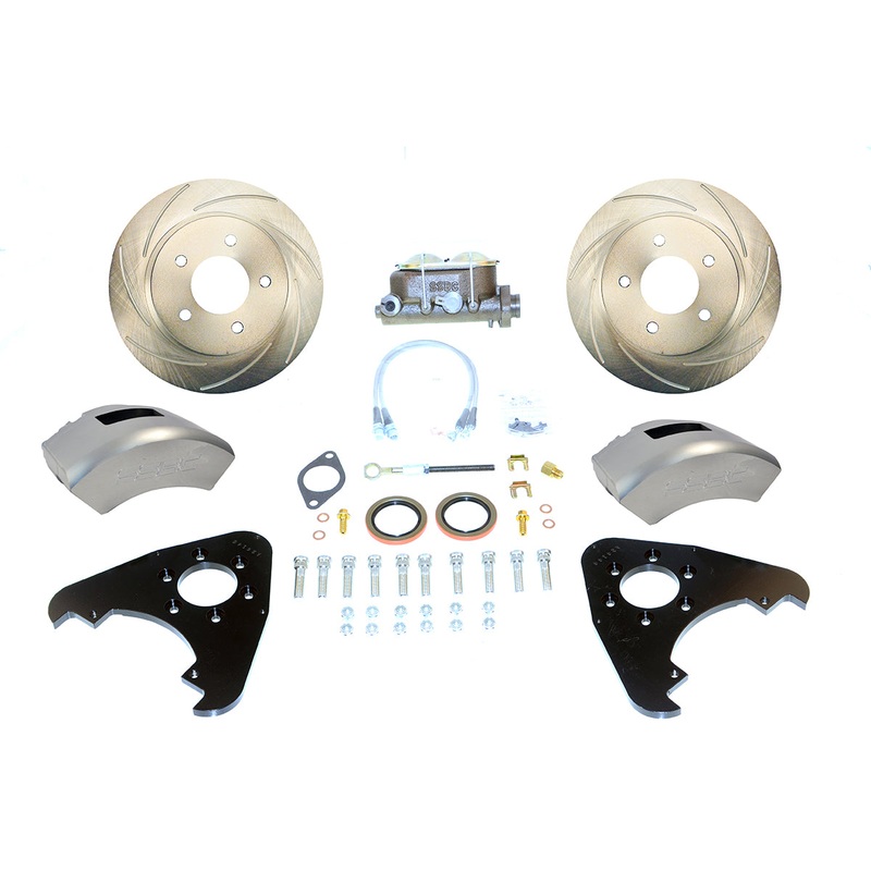 American Made Super Twin TK 2-Piston Billet Aluminum Front Drum to Disc Brake Upgrade Kit W/DS Rotors. Clear A135-1A