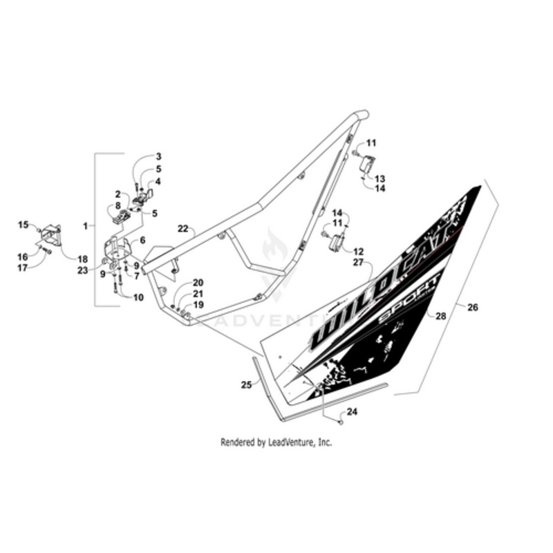 Door Panel W/ Decals-Wm-Right(Wc Sport Ltd) (Inc. 27-28) by Arctic Cat
